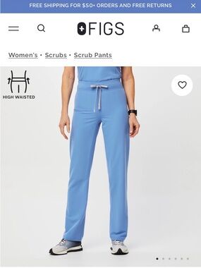 Figs Ceil Straight-Leg High-Waist Scrub Pants Ceil Blue